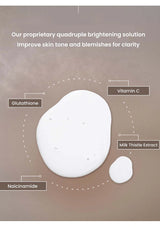 Diagram of a brightening solution with ingredients on a brown background