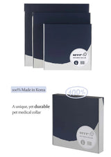 Navy blue pet medical collar packaging with 'arrr' brand logo on a white background