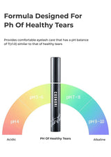 Cosmetician lash serum with pH balance scale on a white background