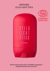 Red stick with 'Cellu Light Stick' text on a pink background, featuring Jakyoung branding.