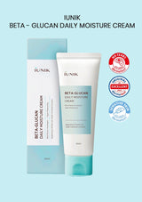 IUNIK Beta-Glucan Daily Moisture Cream with packaging on a light blue background