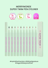 Merrymonde Super Twim Pen Eyeliner set on a light green background
