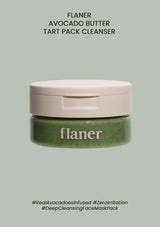 Flaner avocado butter tart pack cleanser jar on a light green background