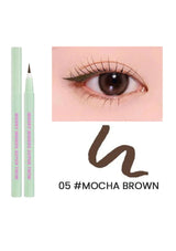 Eyeliner pen with an eye close-up and '05 Mocha Brown' text on a white background