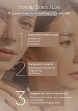 Advertisement for Propolis Biome Mask with text detailing its features.