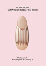 Vibration foundation device on a pink background with text highlighting features.