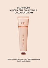 Nuborn Cell Donkey Milk Collagen Cream tube on a beige background