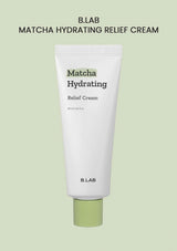 B.LAB Matcha Hydrating Relief Cream tube on a light green background