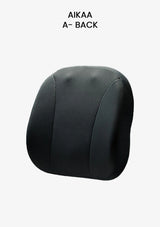 Black back support pillow on a white background with 'AIKAA' branding.
