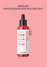 Medicube Hypochlorous Acid Rice Peel Shot bottle on a pink background