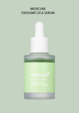 Medicube Exosome Cica Serum bottle on a light green background