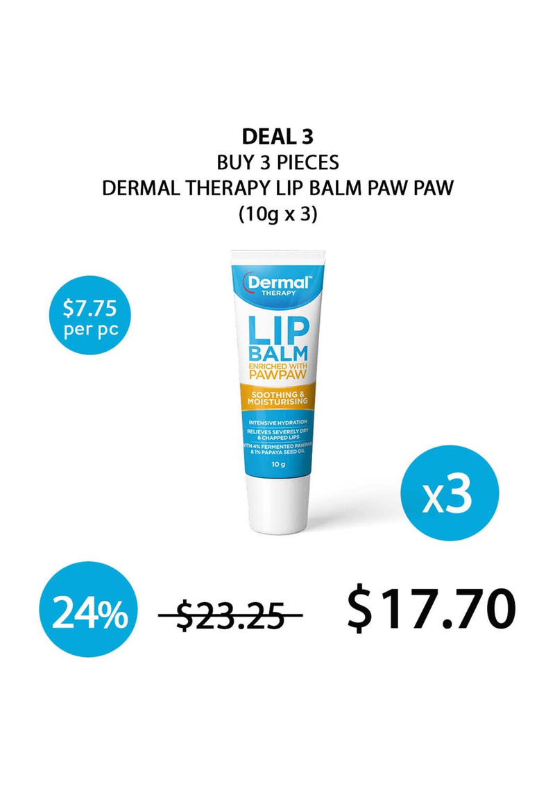 CLEARANCE SALE - [DERMAL THERAPY] Lip Balm Enriched with Pawpaw 10g