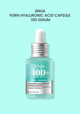 Anua PDRN Hyaluronic Acid Capsule 100 Serum bottle on a light blue background