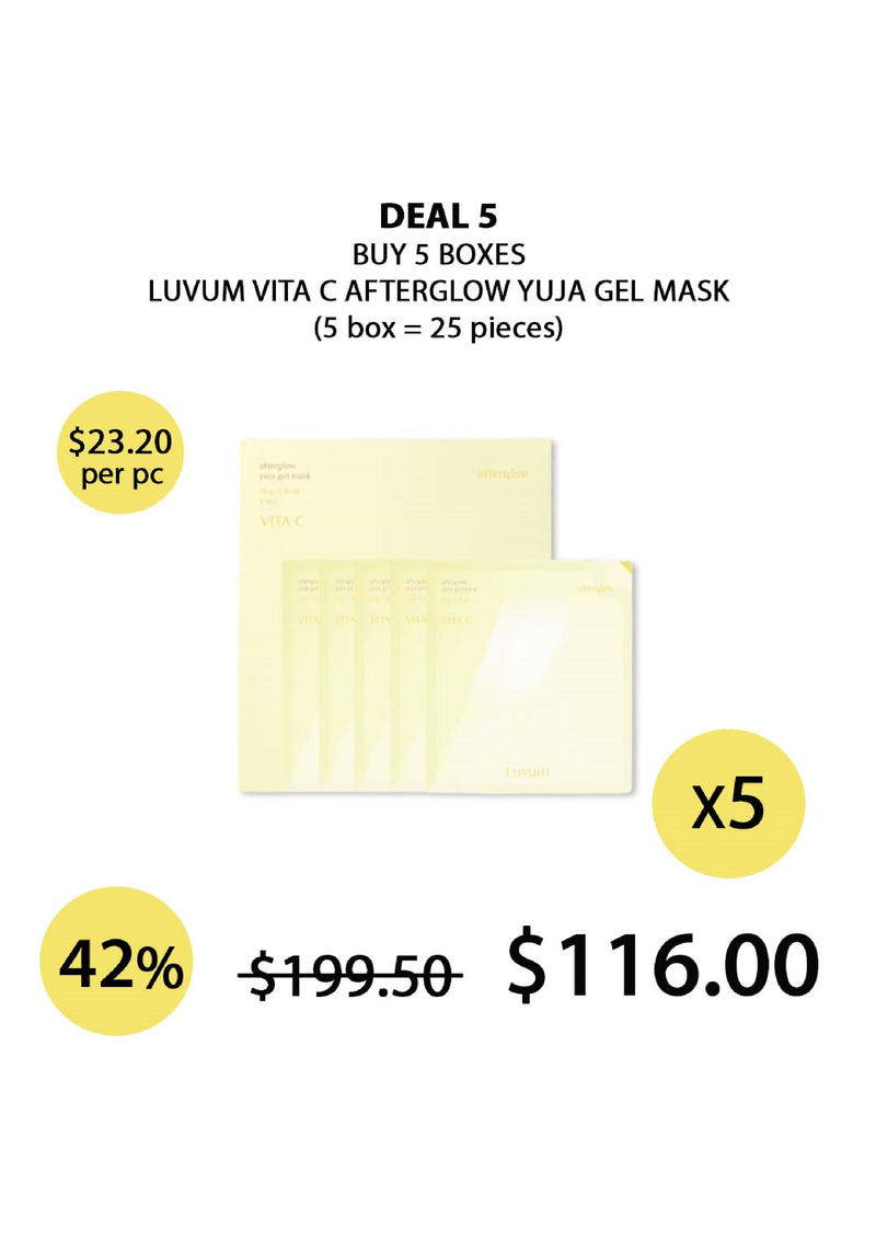 [LUVUM] Afterglow Yuja Gel Mask (1 Box = 5 Masks X 33g)