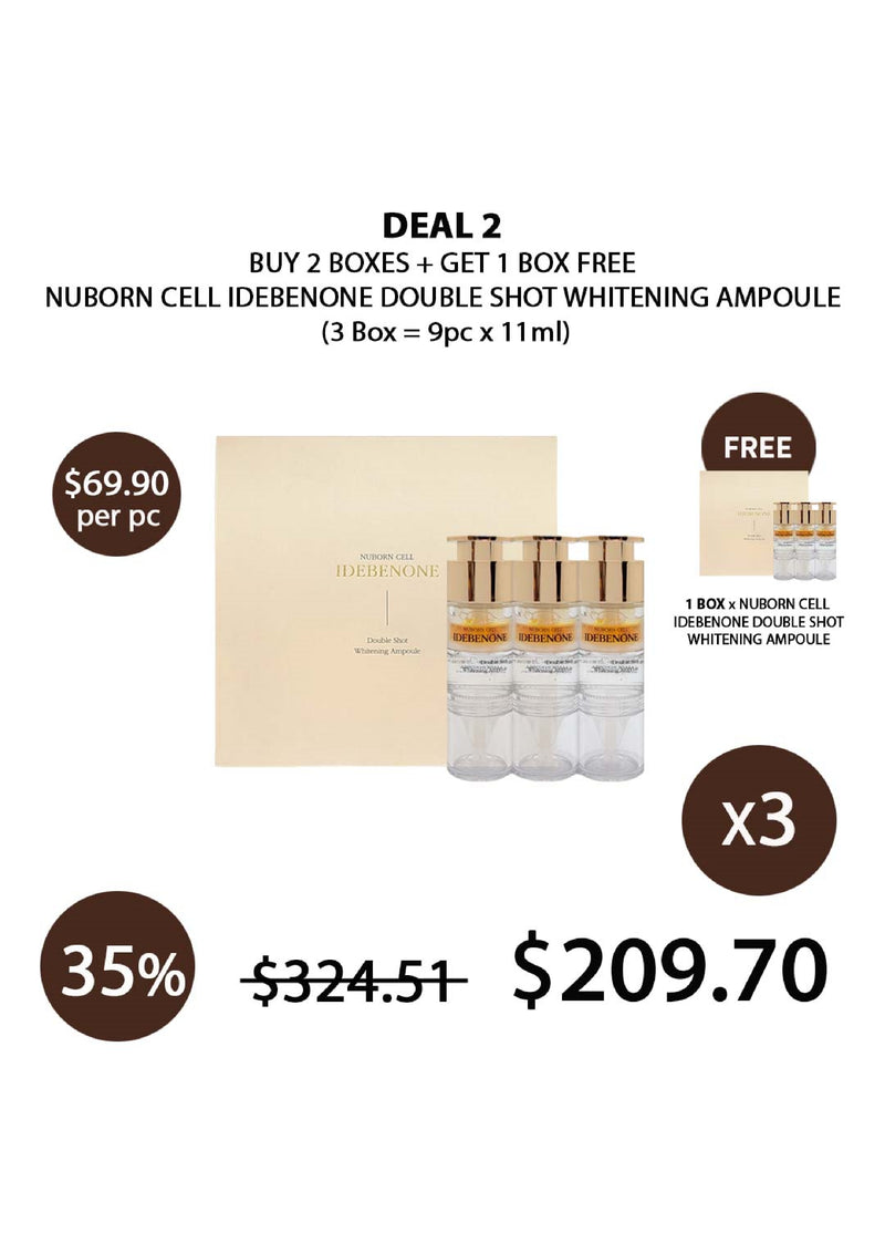 [BLANC DUBU] Nuborn cell Idebenone Double Shot Whitening Ampoule (1 Box = 11ml x 3 Ampoules)