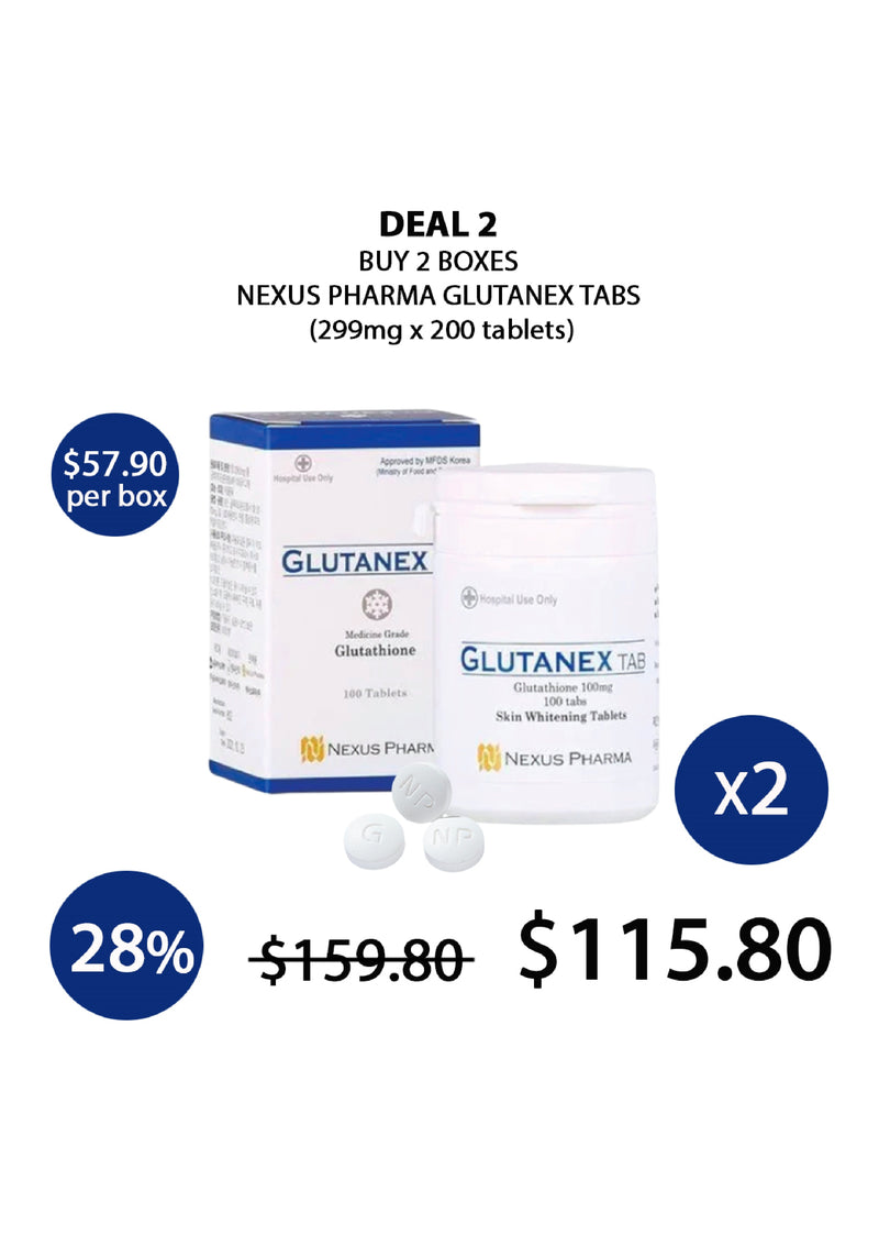 [NEXUS PHARMA] Glutanex Medicine Grade Glutathione Tablets (1 Box = 299mg x 100 Tablets)