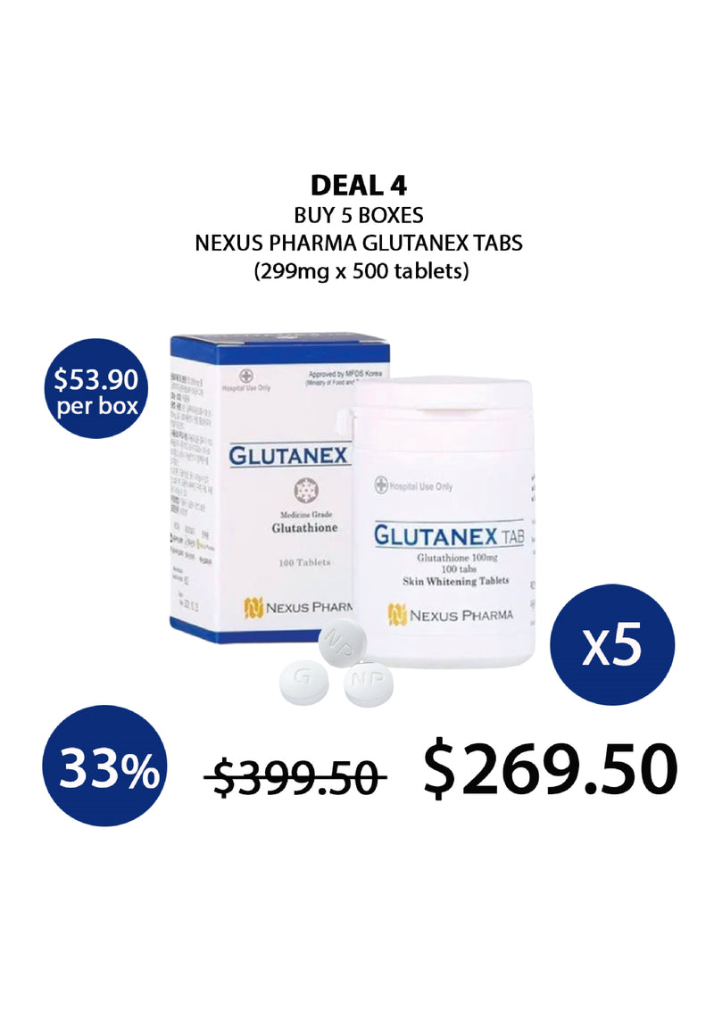 [NEXUS PHARMA] Glutanex Medicine Grade Glutathione Tablets (1 Box = 299mg x 100 Tablets)