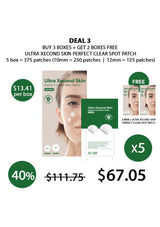 Promotional graphic for Ultra Xecond Skin clear spot patches with pricing and deal details.