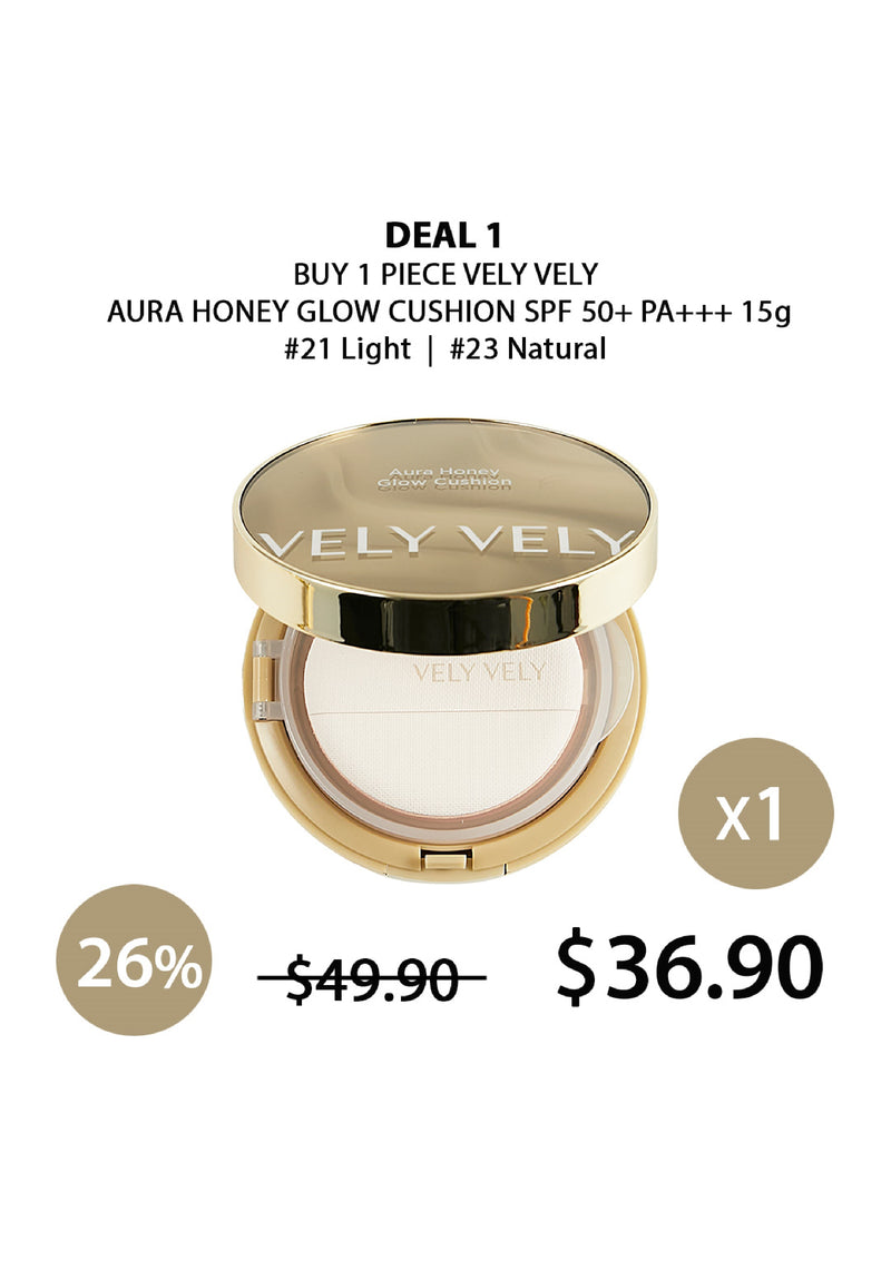 [VELY VELY] Aura Honey Glow Cushion SPF 50+ PA+++ 15g