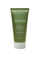 Green tube of Arencia cleanser on a white background