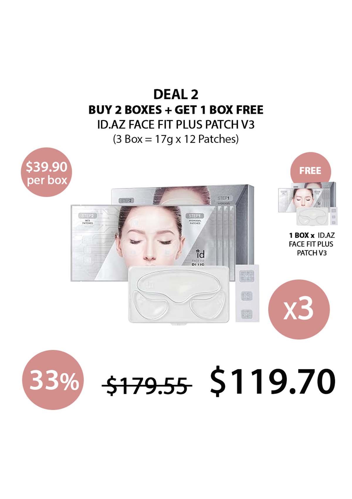 [ID.AZ] Face Fit Plus Patch V3 (1 Box = 17g x 4 Patches) (BUY 2+1 FREE)  ID.AZ FACE FIT PLUS PATCH V3