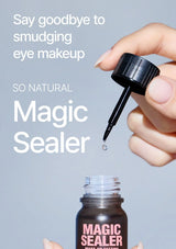 Hand holding the SO NATURAL Magic Sealer brush above the bottle