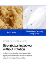Scalp deep cleansing product with scrub scaler and hyper deep cleansing scalp scaler on a white background.