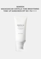 Tube of SKIN1004 Madagascar Centella Tone Brightening Tone-Up Sunscreen SPF 50+ PA++++ on a white background