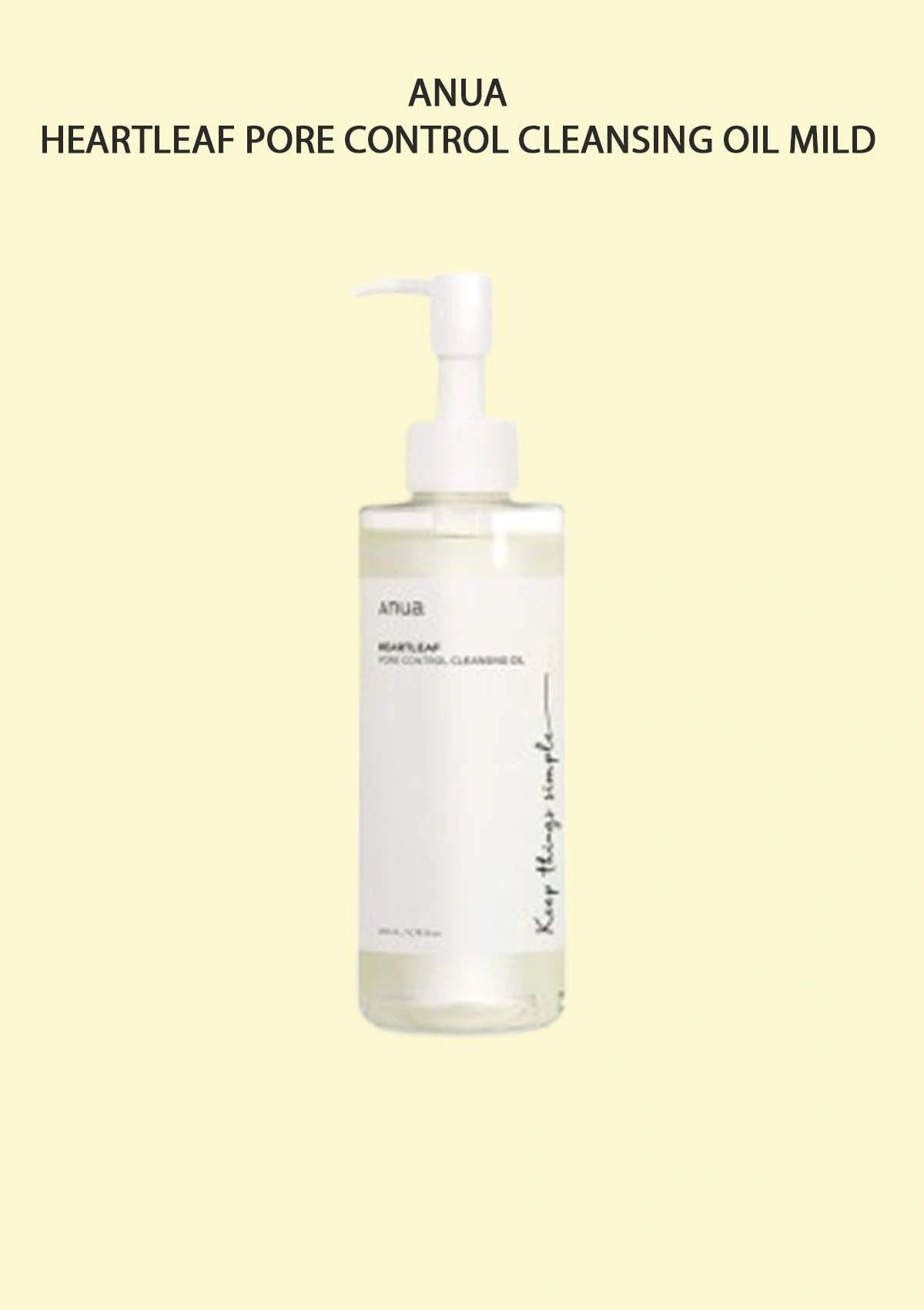 Anua Heartleaf Pore Control Cleansing Oil Mild bottle on a beige background