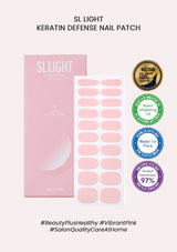 SL Light Keratin Defense Nail Patch packaging with pink nail stickers and brand logos on a white background.