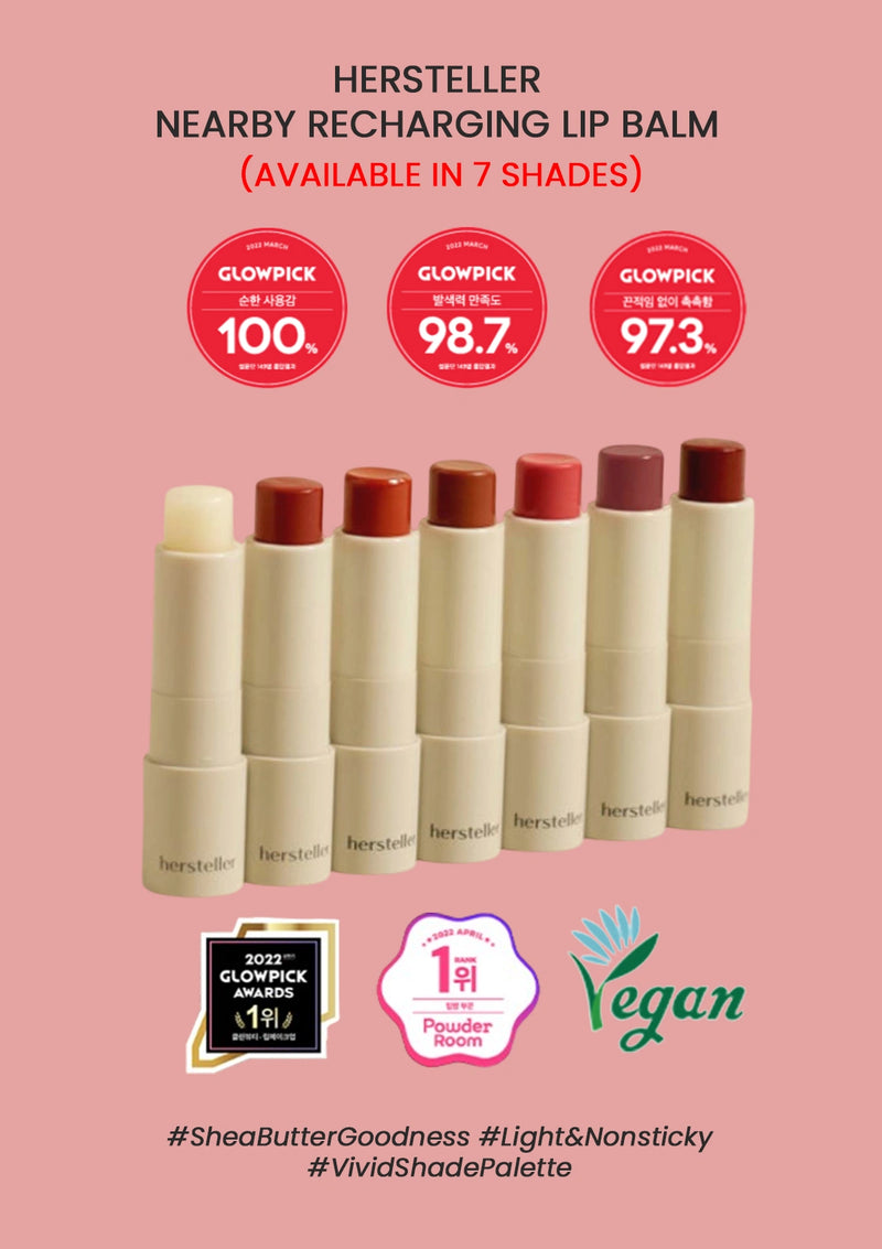 Set of lip balms with visible branding on a pink background