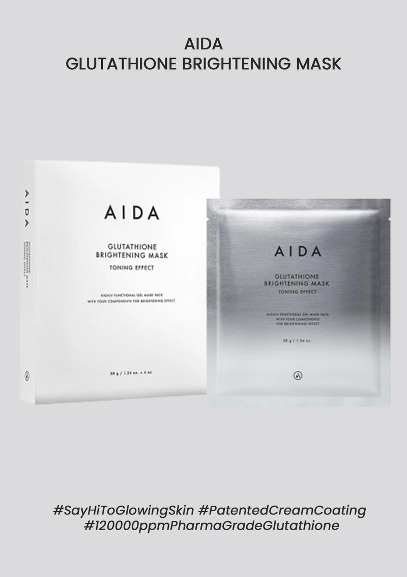 AIDA Glutathione Brightening Mask packaging on a light gray background