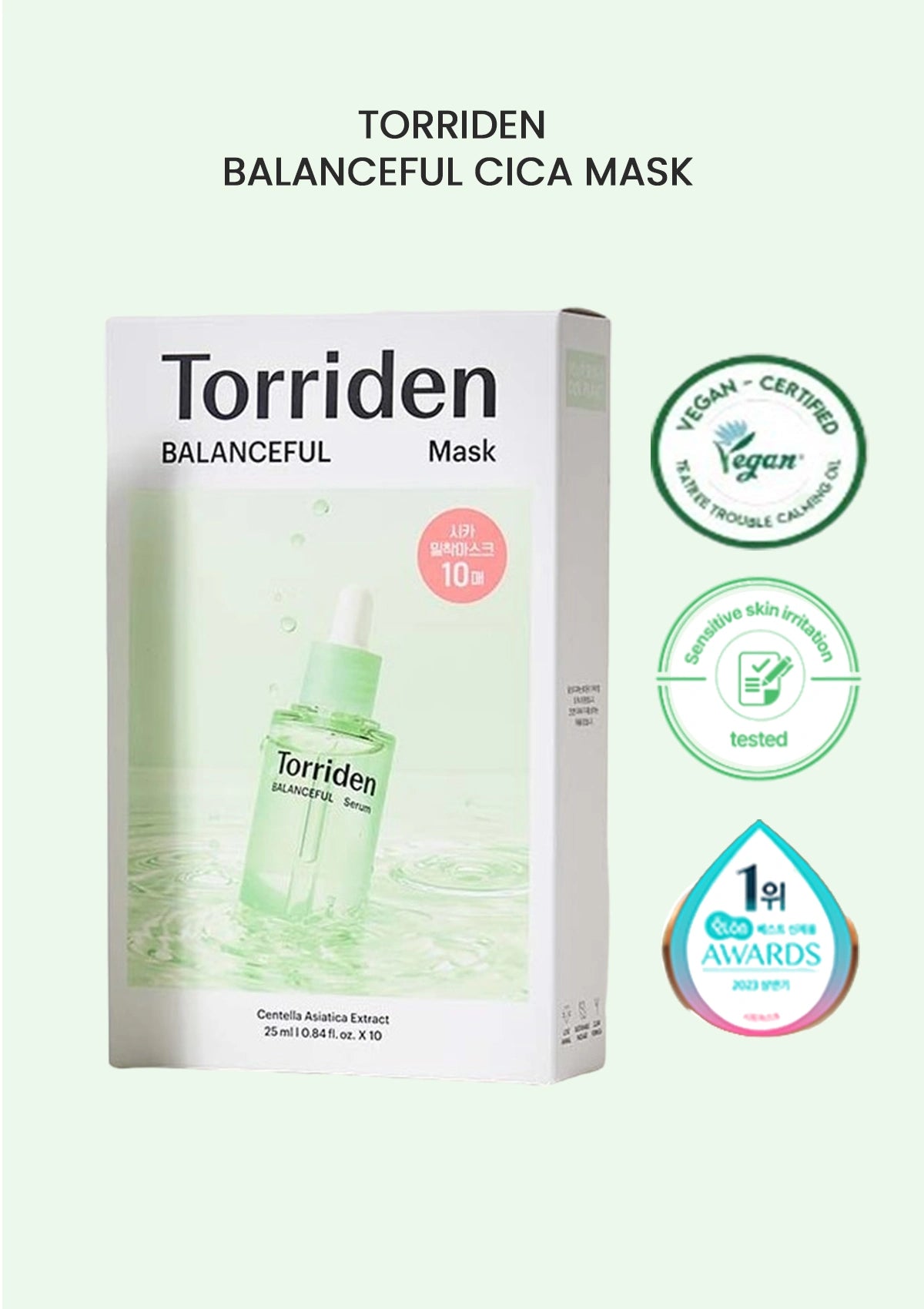 Torriden Balanceful Cica Mask packaging with product image and branding on a white background