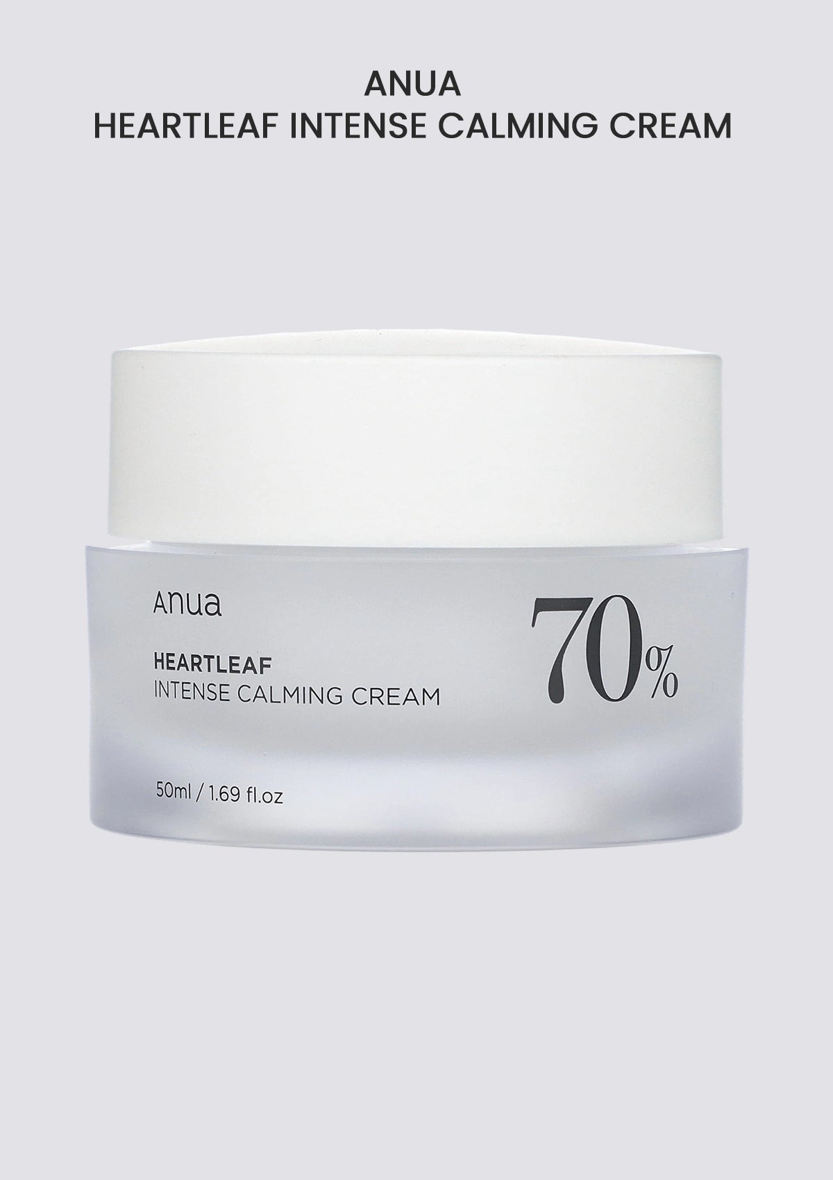 Anua Heartleaf Intense Calming Cream jar on a light gray background