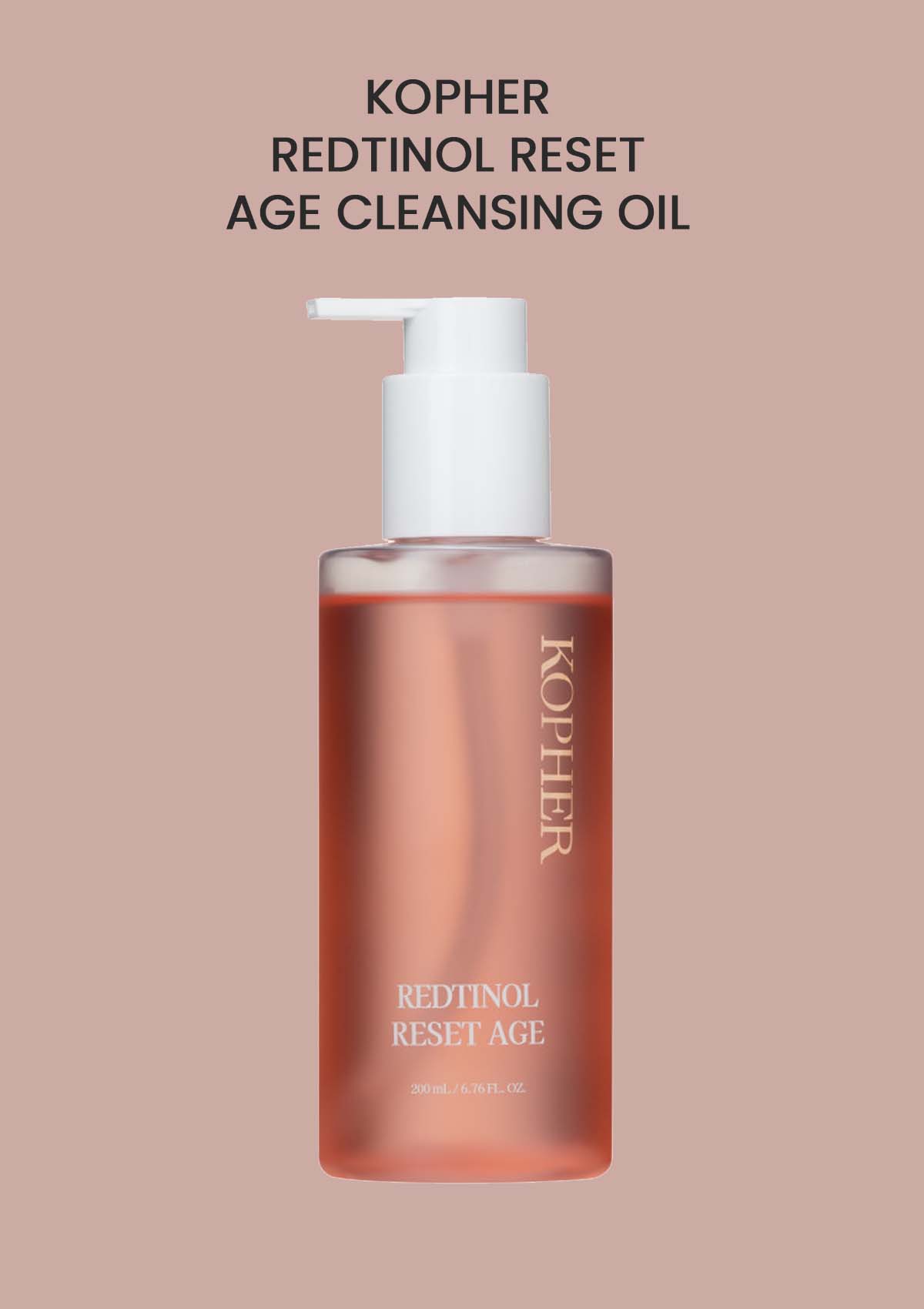 Kopher Redtinol Reset Age Cleansing Oil bottle on a beige background