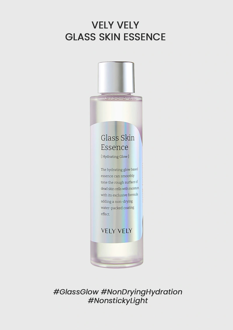VELY VELY Glass Skin Essence bottle on a light gray background