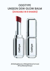 Oddtype unseen dew glow balm with red cap on a white background