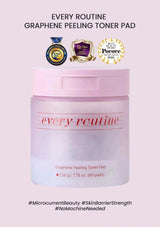 Every Routine Graphene Peeling Toner Pad packaging on a light pink background with certification logos.