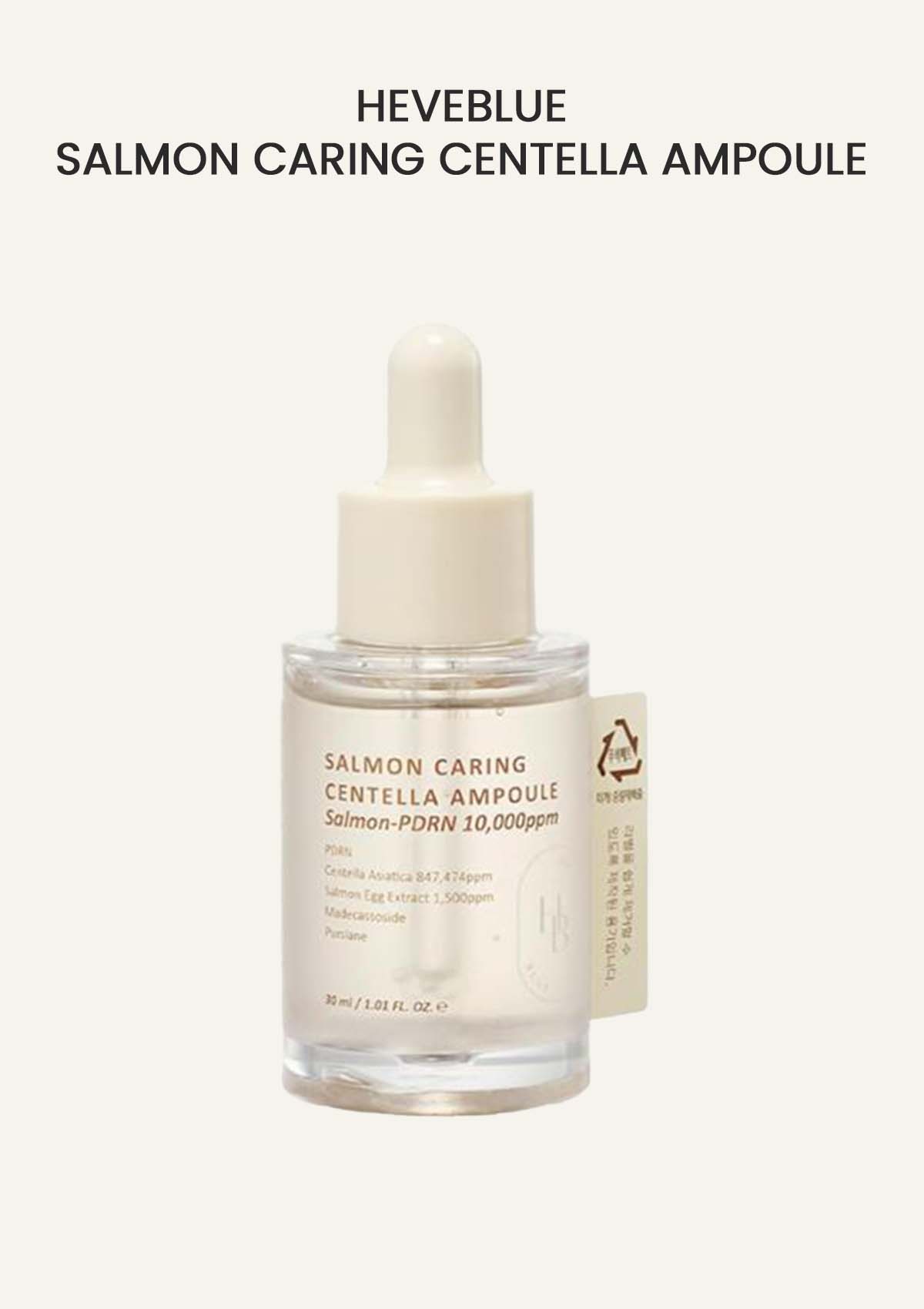Salmon Caring Centella Ampoule bottle on a white background