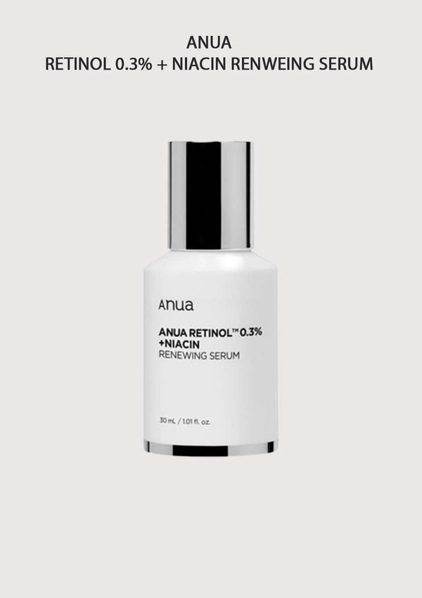 Anua Retinol 0.3% + Niacin Renewing Serum bottle on a white background