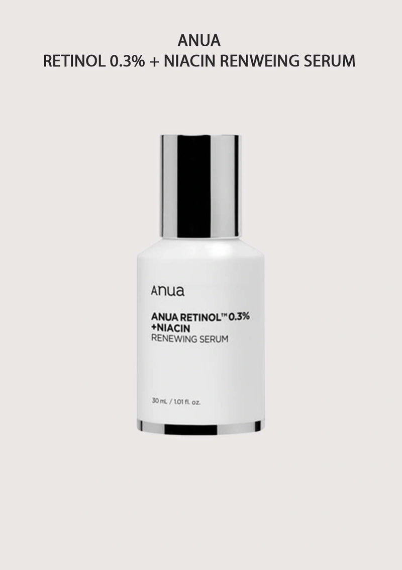 Anua Retinol 0.3% + Niacin Renewing Serum bottle on a white background