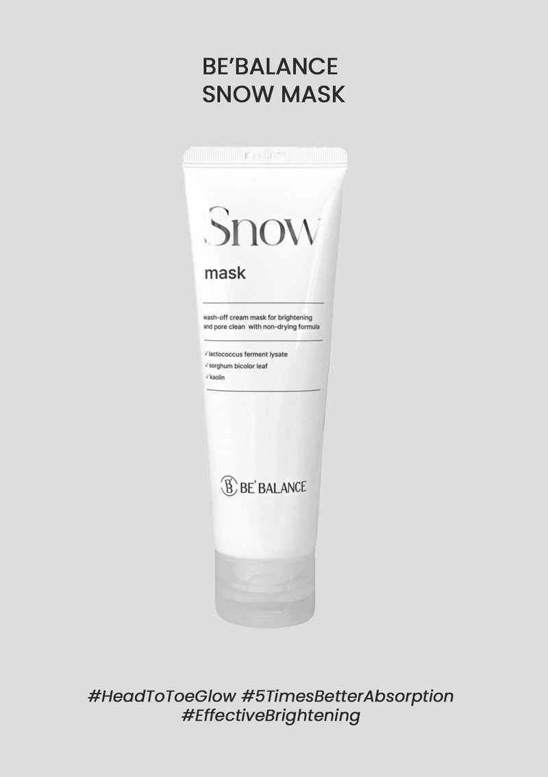 BE BALANCE SNOW MASK packaging on a light gray background