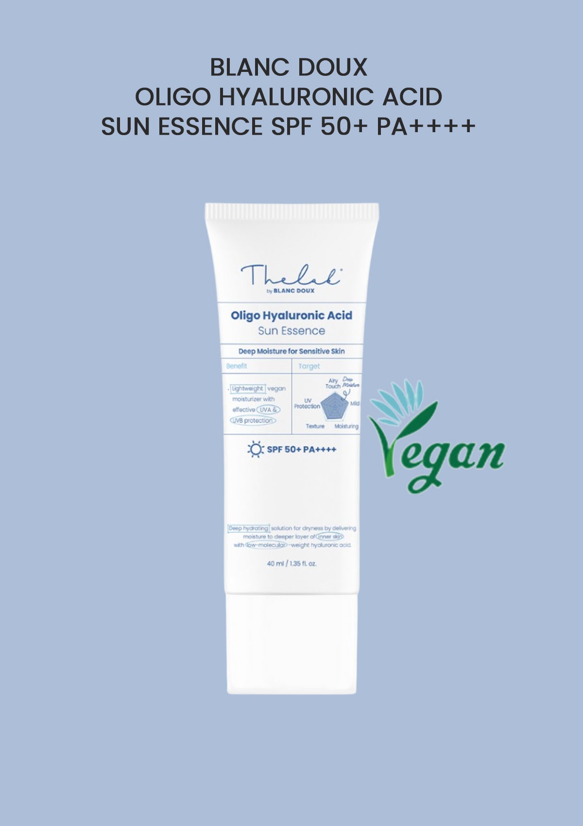 [THE LAB BY BLANC DOUX] Oligo Hyaluronic Acid Sun Essence SPF 50+ PA++++ 40ml