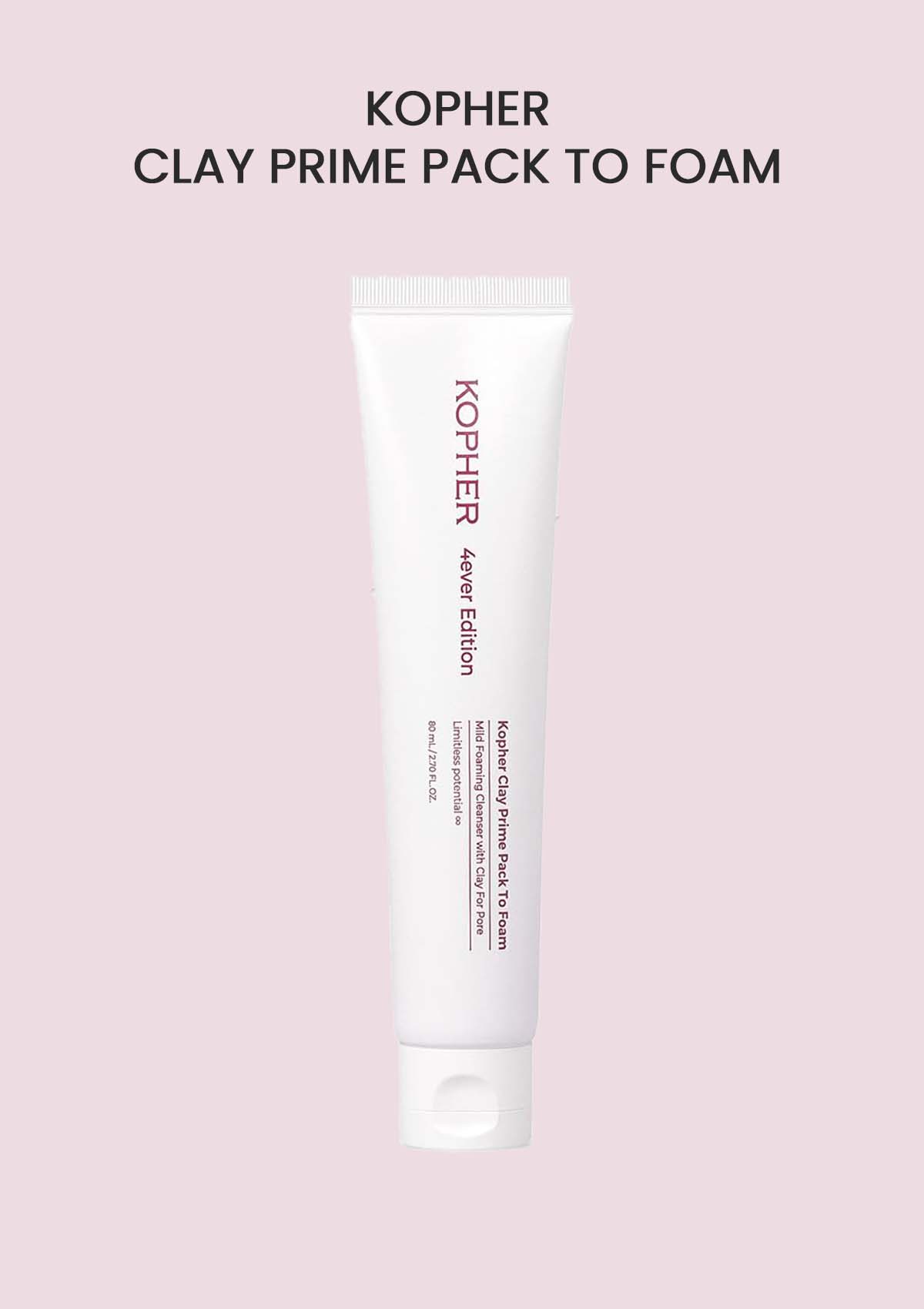 Kopher clay prime pack to foam tube on a pink background