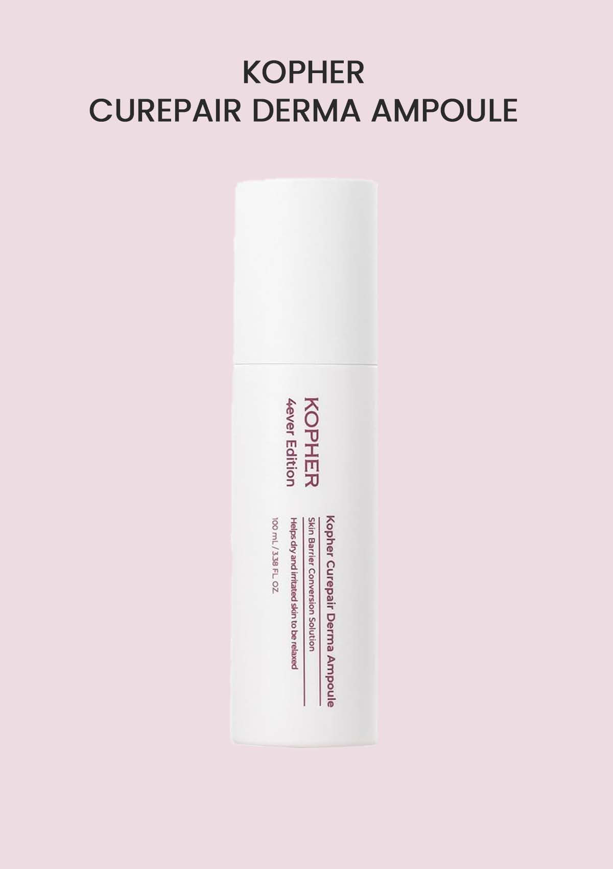 Kopher Curepair Derma Ampoule bottle on a pink background