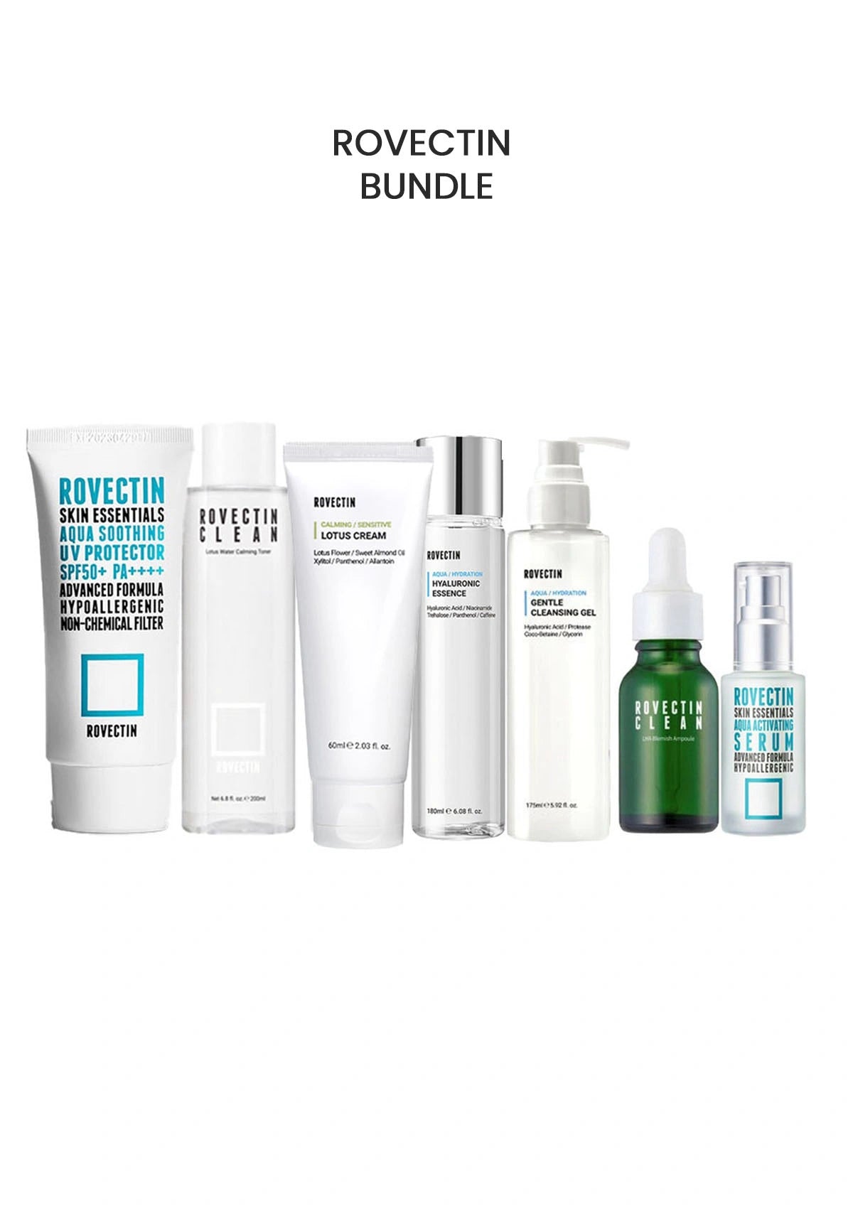 Rovectin skincare product bundle on a white background