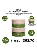 Flaner Avocado Butter Tart Pack Cleanser with promotional offer on a white background