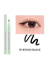 Eyeliner pencil with an eye close-up and '01 Vivid Black' text on a white background