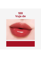 Close-up of a lip with a red lipstick shade labeled '188 Vuja de' on a white background.