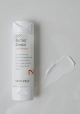 Tube of Vely Vely L22 Barrier Cream on a light gray background